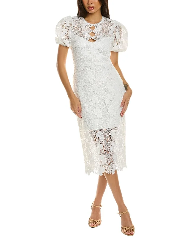 ML Monique Lhuillier Lace Midi Dress Lace Dress Accent