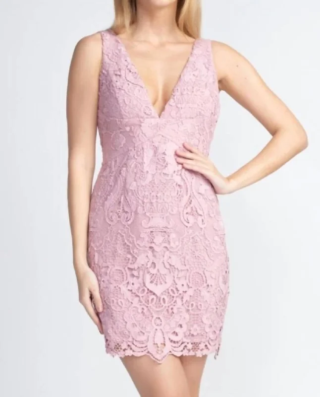 Lace Mini Dress In Pink Lace Dress Trend