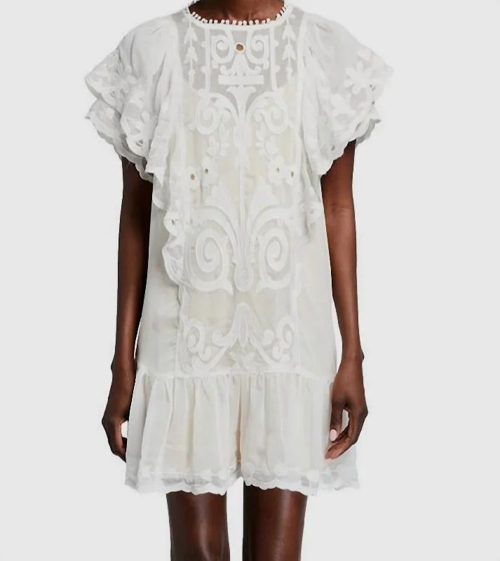 Semi Sheer Embroided Lace Dress In White Lace Dress Chic