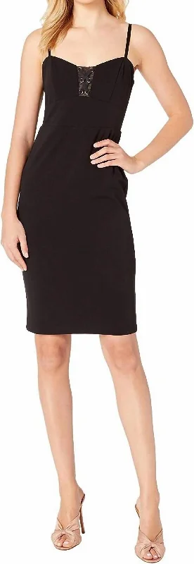 Illusions Cut Out Lace Up Sheath Dress In Black Lace Cocktail Dress