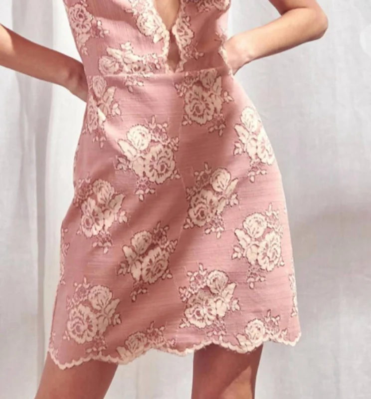 Lace Peekaboo Mini Dress In Dusty Rose Lace Dress Vibe