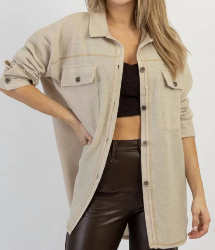 Woodstock Relaxed Shirt Jacket In Beige Women's best-selling jackets