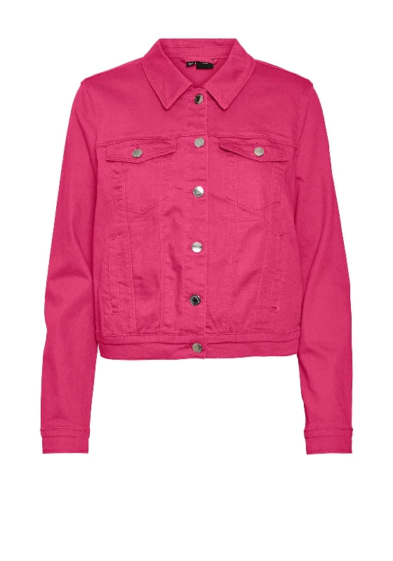 Vero Moda Wild Soya Short Denim Jacket, Raspberry Sorbet Women's ski jackets