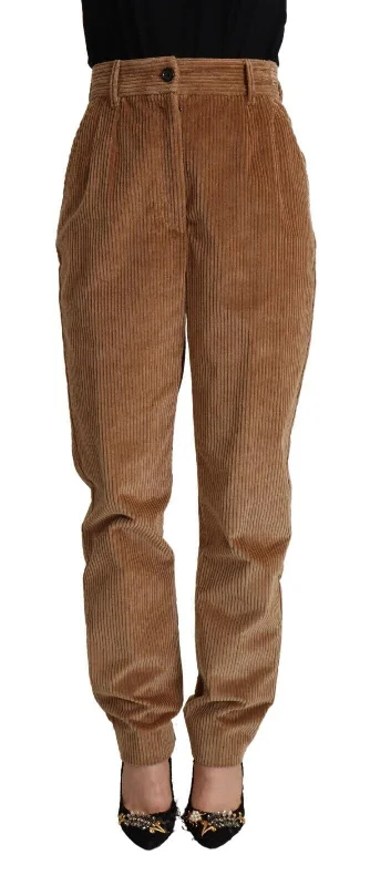 Chic High-waisted Corduroy Skinny Pants