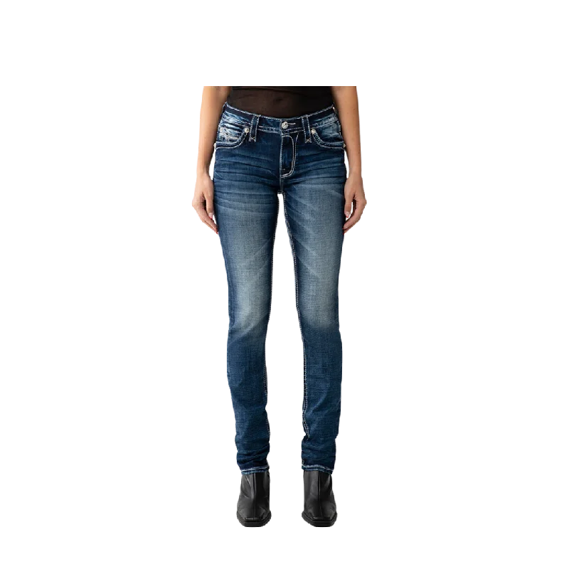 Rock Revival Women's Sepia J210 Straight Dark Blue Wash Jean