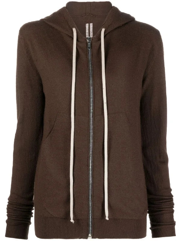 RICK OWENS zip-up cashmere hoodie Hoodie with Drawstrings