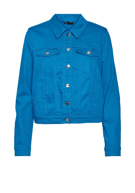 Vero Moda Wild Soya Short Denim Jacket, Ibiza Blue Women's gym jackets