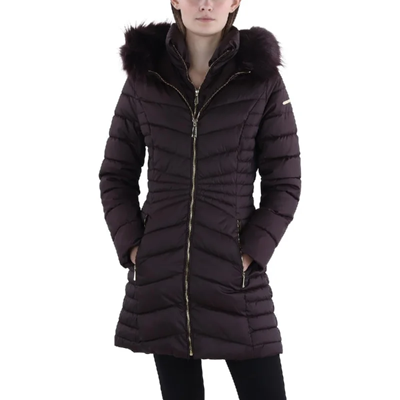 Womens Faux Fur Trim Hooded Puffer Jacket Women's spring jackets