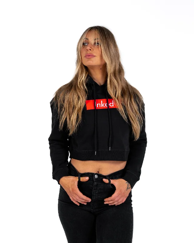 Inked Crop Hoodie - Black Comfortable Women’s Hoodies