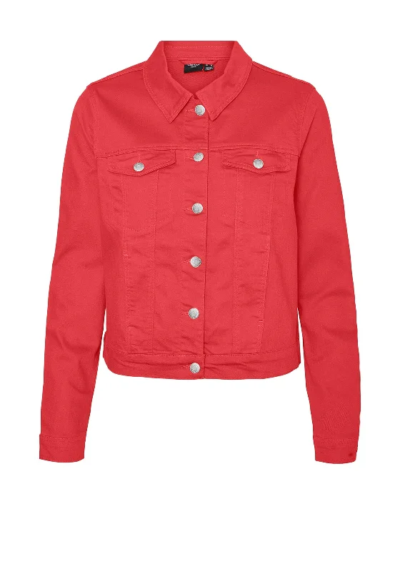 Vero Moda Wild Soya Short Denim Jacket, Cayenne Women's polyester jackets