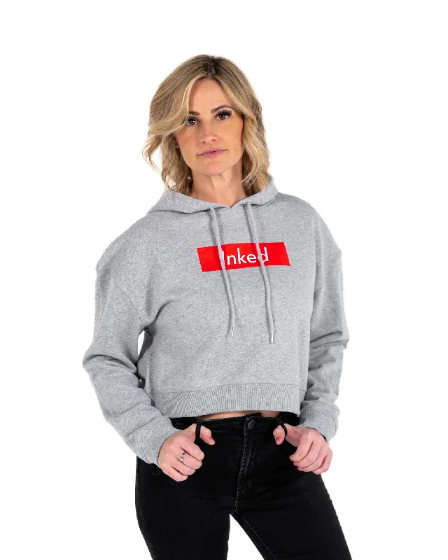 Inked Crop Hoodie - Athletic Heather Warm Hoodie Sweatshirt