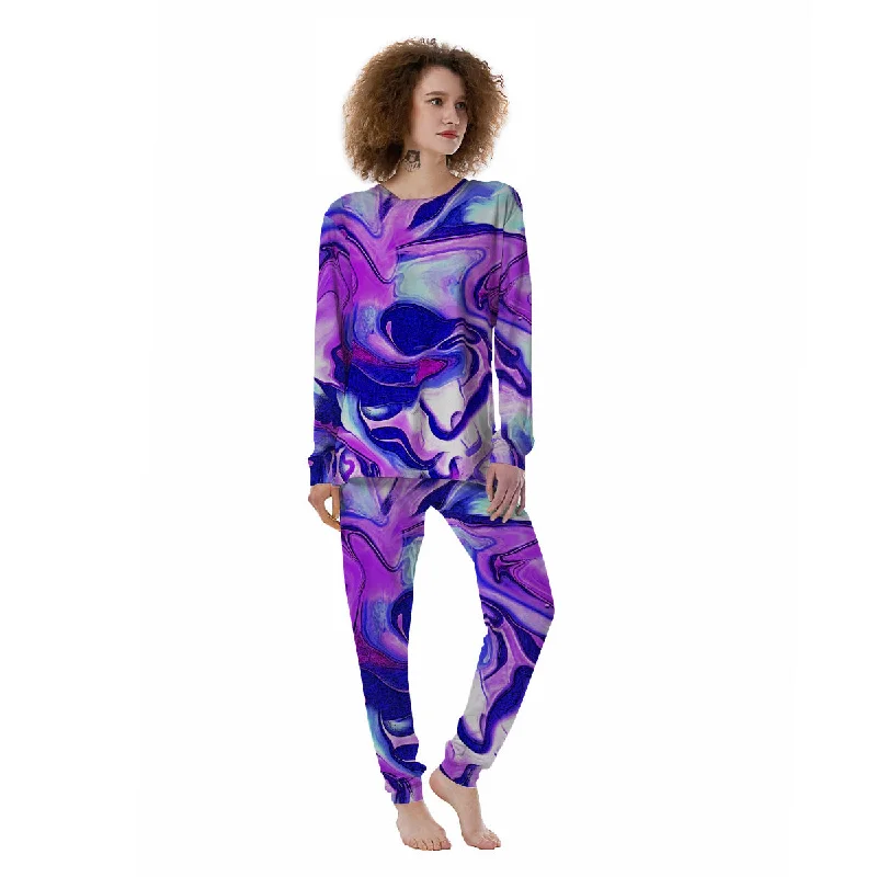 Holographic Purple Print Pattern Women's Pajamas Best pajama sets for lounging