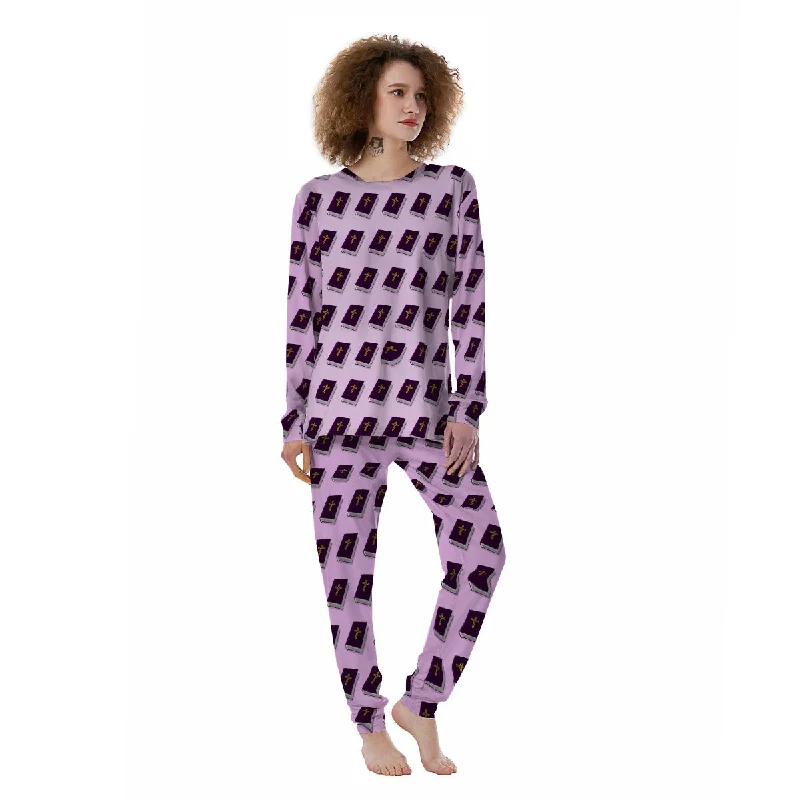 Holy Bible Purple Print Pattern Women's Pajamas Best-value pajama sets