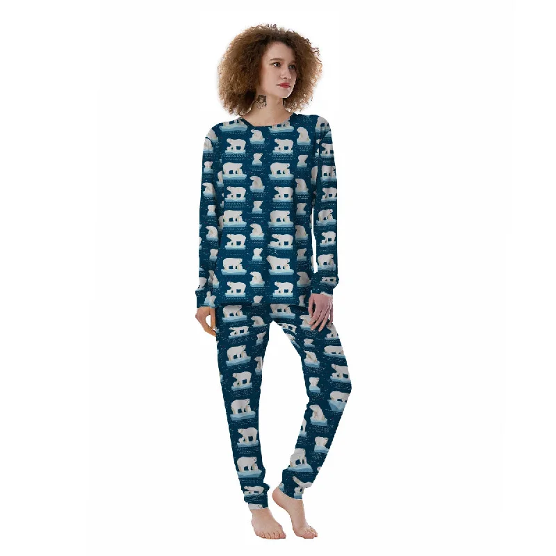 Ice Polar Bear Print Pattern Women's Pajamas Boho pajama sets