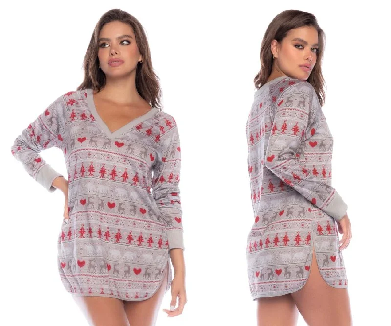 Mapale 7597 Sleep Chemise Color Holiday Print Vintage pajama sets