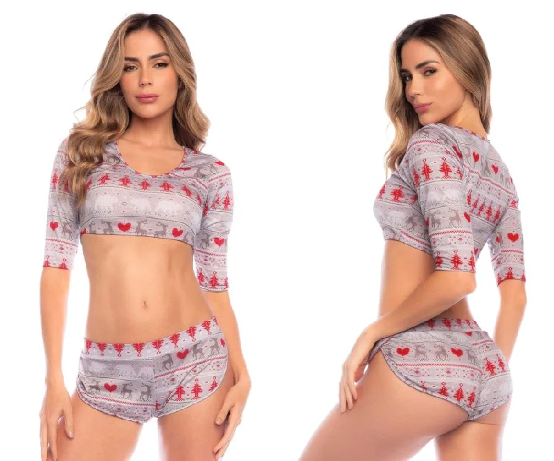 Mapale 7598 Two Piece Pajama Set Color Holiday Print Short sleeve pajama sets