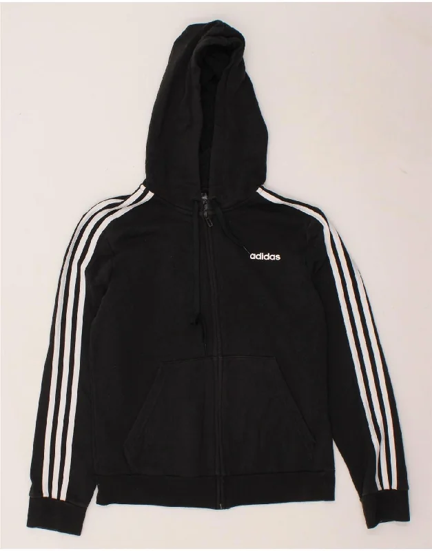 ADIDAS Womens Zip Hoodie Sweater UK 12/14 Medium Black Cotton Best sweaters for work