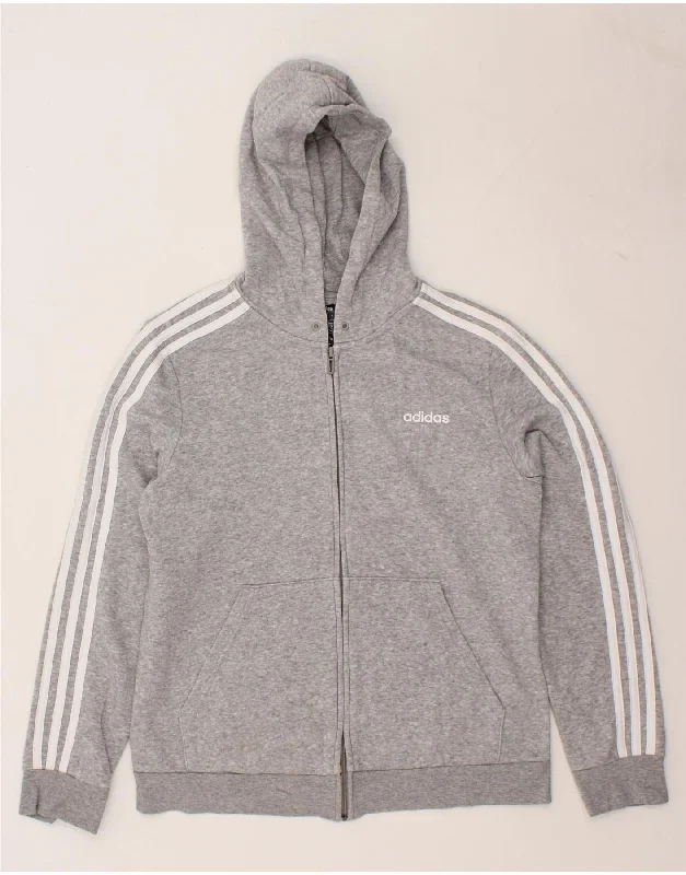 ADIDAS Womens Zip Hoodie Sweater UK 16/18 Large Grey Cotton High-end sweaters