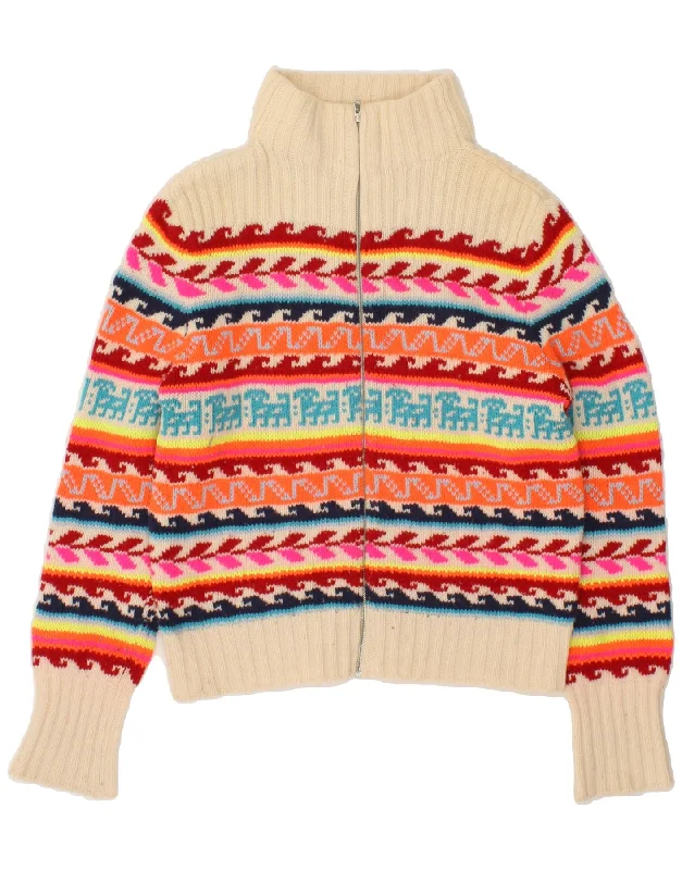 BENETTON Womens Cardigan Sweater UK 8 Small Multicoloured Fair Isle Aztec Best sweaters for casual wear