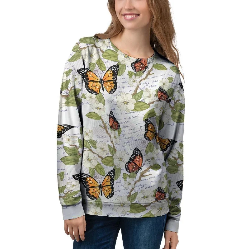 Butterfly Floral Print Women's Sweatshirt UV protection sweaters