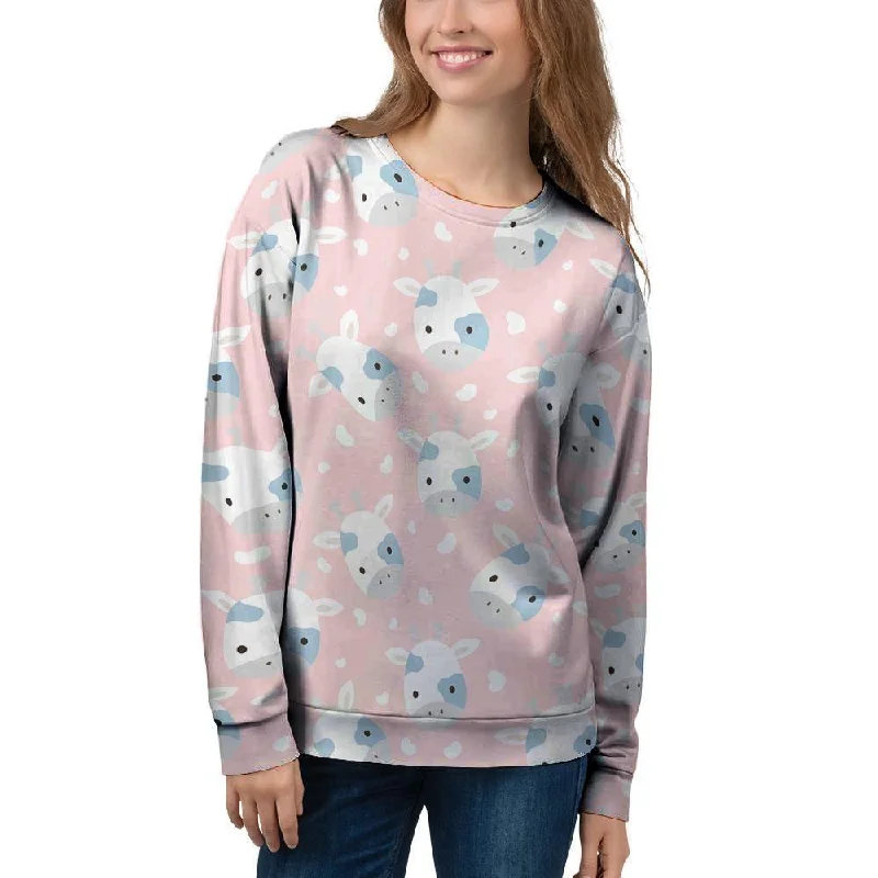 Cartoon Cow Print Women's Sweatshirt Cashmere sweaters