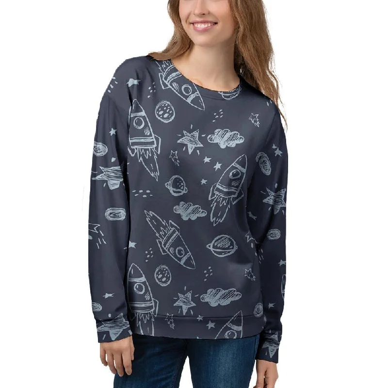 Cartoon Galaxy Space Women's Sweatshirt V-neck sweaters