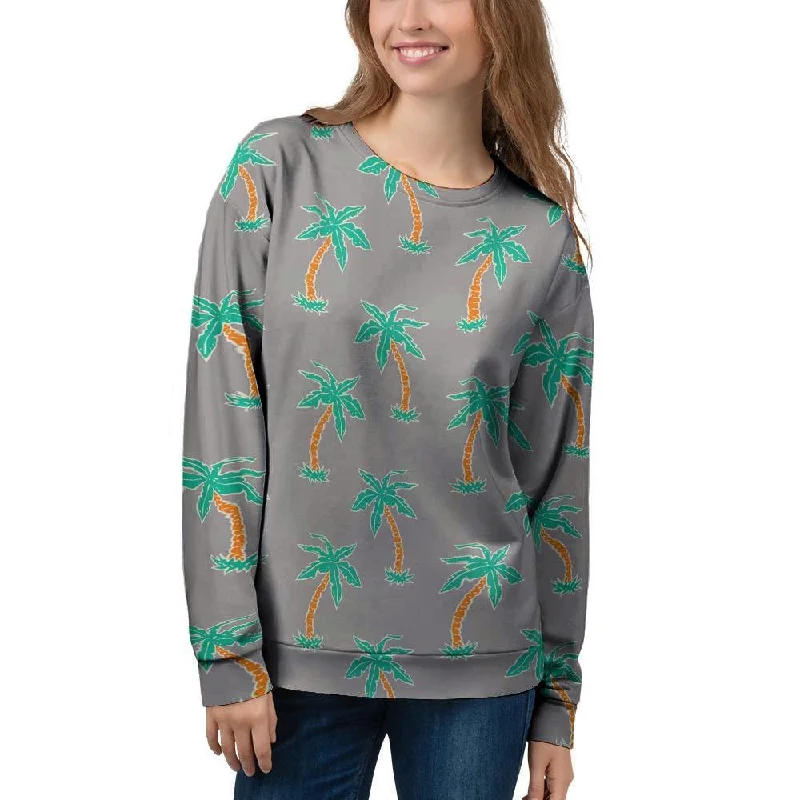 Cartoon Palm Tree Hawaiian Print Women's Sweatshirt Men's sweaters