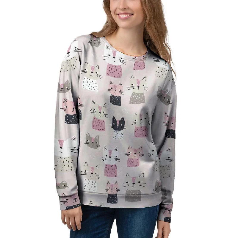 Cat Print Women's Sweatshirt Best sweaters for layering