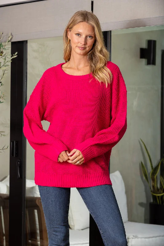 FUCHSIA CABLE KNIT LONG SLEEVES SWEATER SW5005 College sweaters