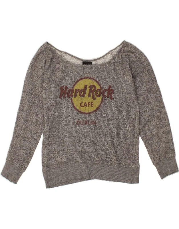 HARD ROCK CAFE Womens Dublin Graphic Sweatshirt Jumper UK 12 Medium Grey Warmest sweaters for extreme cold