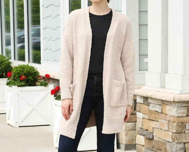 Lux Comfy Cardigan In Beige Cropped sweaters