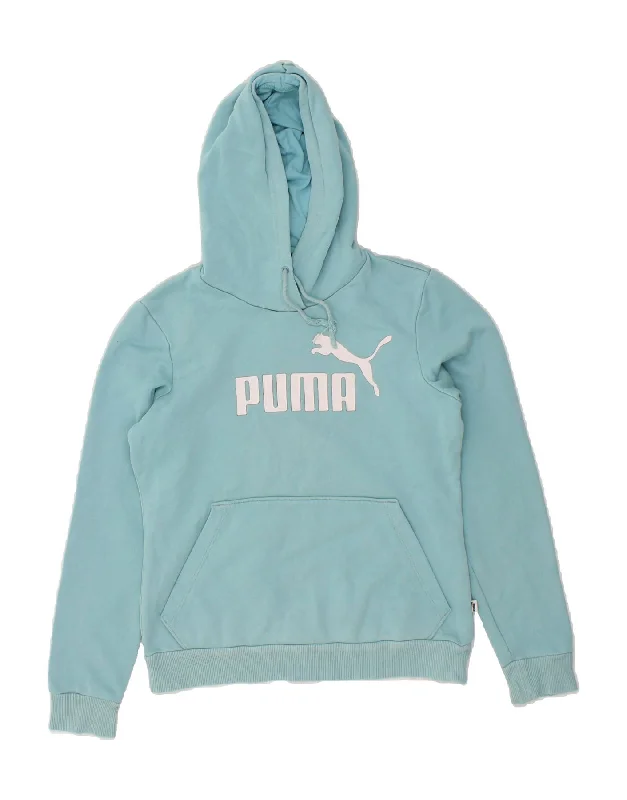 PUMA Womens Graphic Hoodie Jumper UK 10 Small Blue Best sweaters for winter