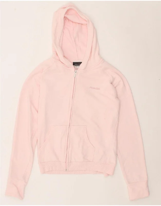 REEBOK Womens Oversized Zip Hoodie Sweater UK 10 Small Pink Cotton Best everyday sweaters