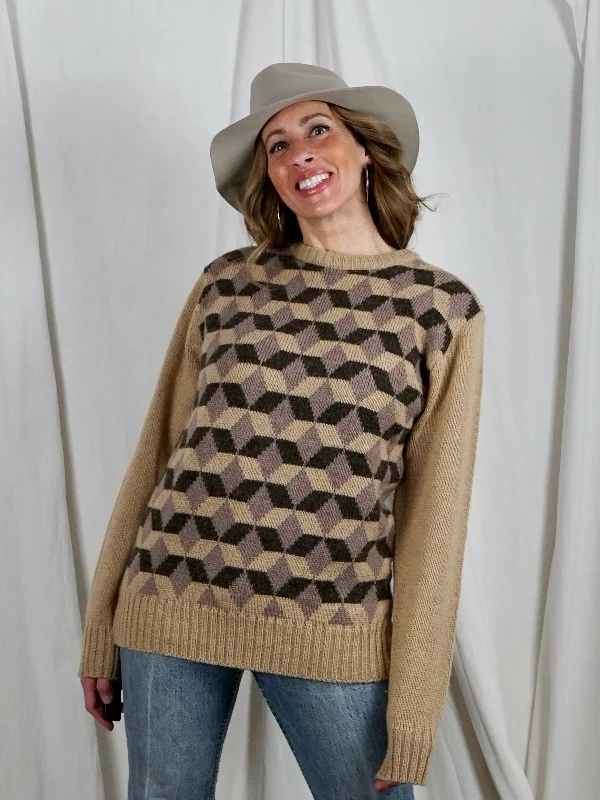 Vintage Abstract Argyle Sweater Streetwear sweaters