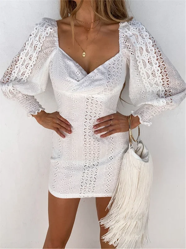 Sexy Lace Cutout Puff Sleeve Mini Dresses ASOS mini dresses