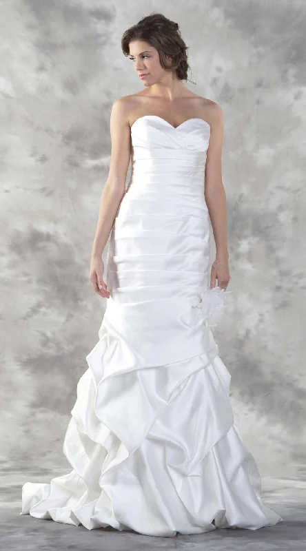 Poly USA ED1302 Mermaid Style Strapless Wedding Gown Lace-Up Back Elegant Satin Dress