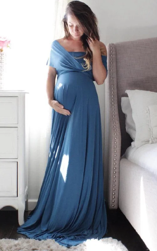 Maternity Jersey Full Wrap Convertible Dress-105857 Off-shoulder Bridal Gown