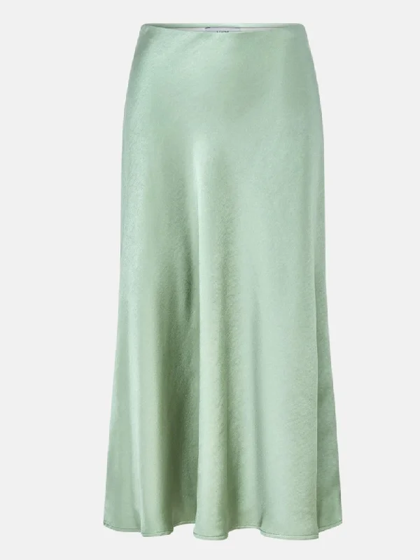 Celeste Bias Cut Sage Green Satin Skirt Gothic unclassified skirts