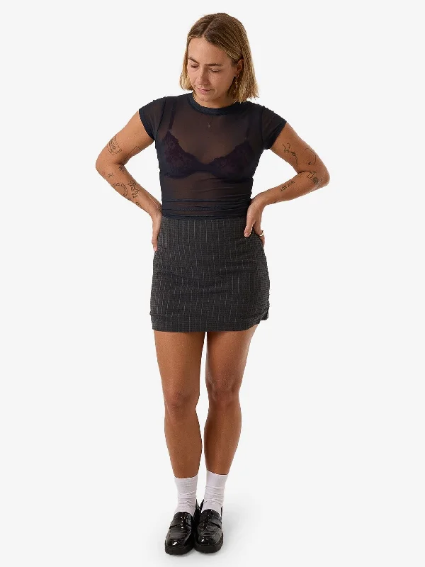 Colby Skirt - Charcoal Pinstripe Mesh unclassified skirts