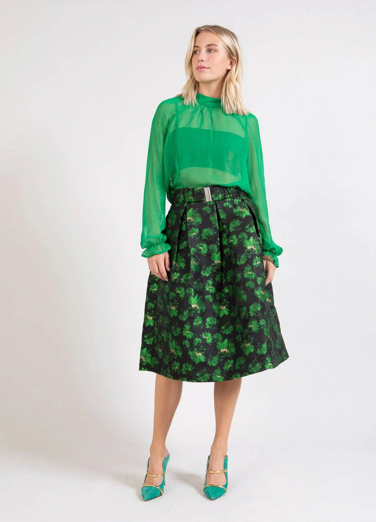 Coster Jacquard Skirt with Belt Velvet unclassified skirts