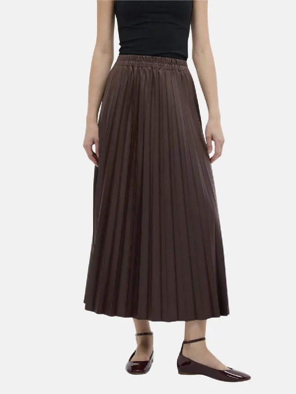 Leather Pleated Skirt Brown Short unclassified skirts