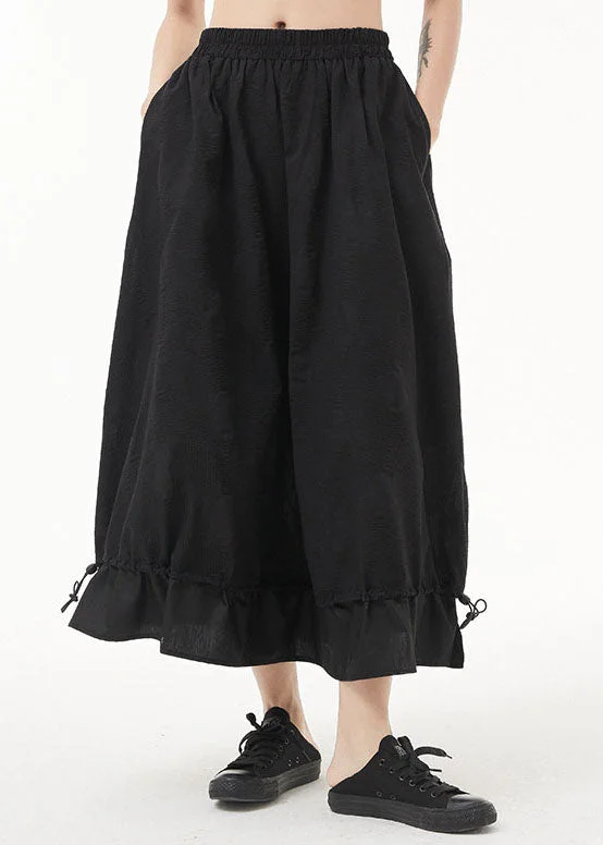 Plus Size Black elastic waist Patchwork Skirt Spring Beaded unclassified skirts