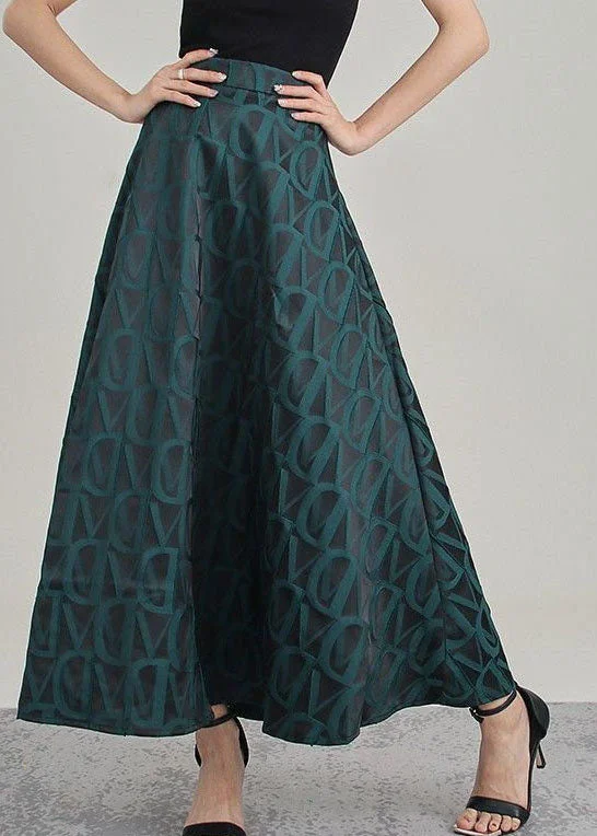 Style Tea Green Asymmetrical Print Skirt Spring Fall unclassified skirts