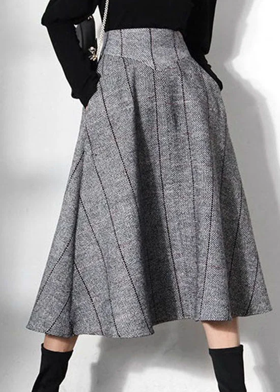 Unique Grey Plaid Woolen a line skirts Spring Y2K unclassified skirts