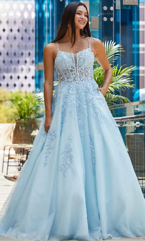 Amarra 88609 - Scoop Neck Appliqued Ballgown Spring party dresses