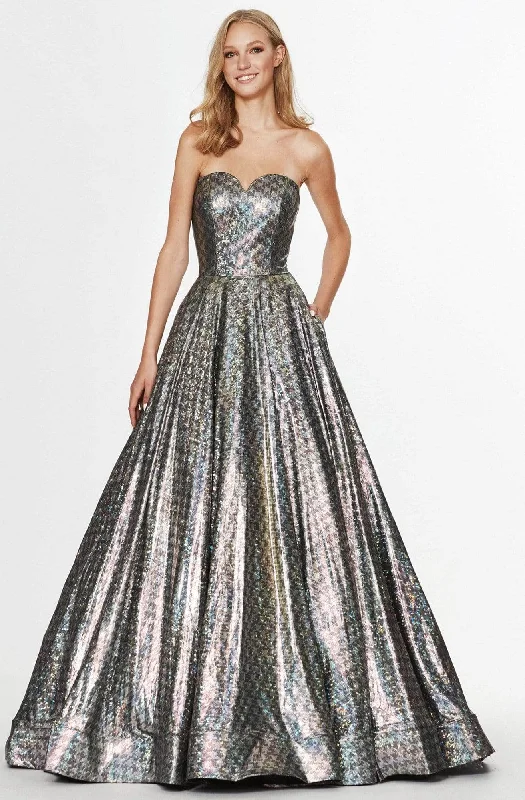 Angela & Alison - Metallic Sweetheart Ballgown 91127 - 1 pc Titanium Shimmer In Size 12 Available Smocked party dresses