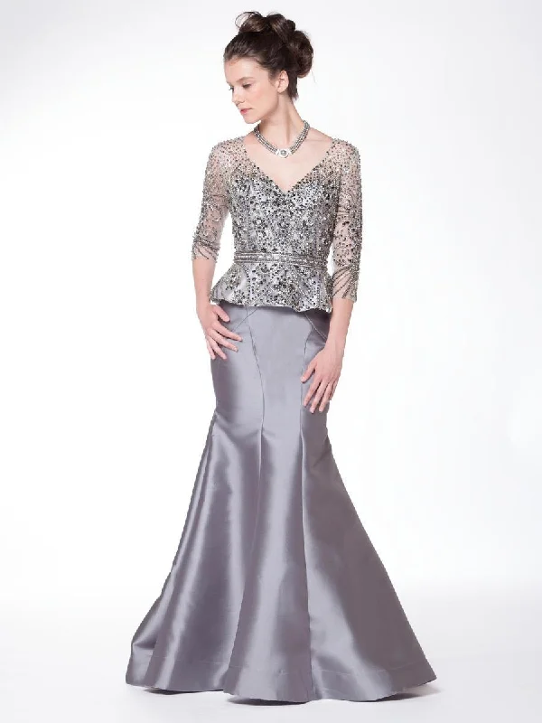 Marsoni by Colors V-Neck Mikado Trumpet Evening Gown M187 - 1 pc Navy In Size 24 Available Wedding guest party dresses