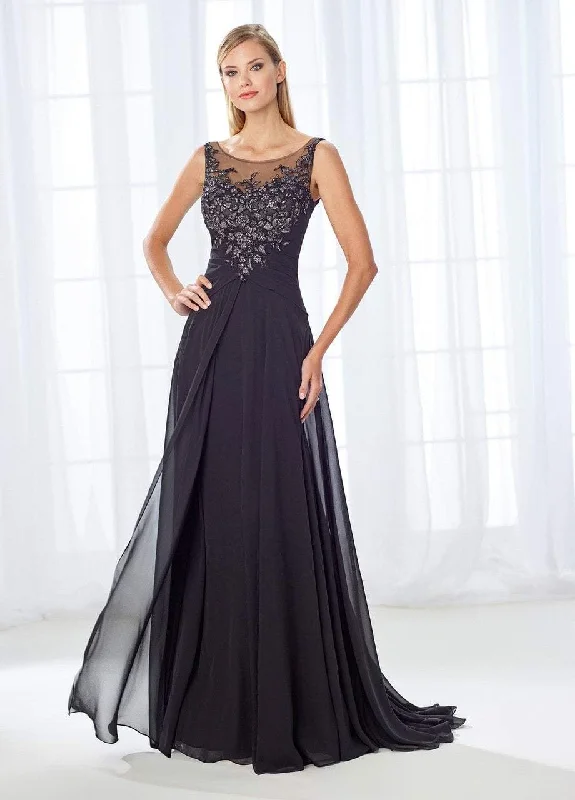 Mon Cheri Beaded Lace Bateau Pleated A-line Gown 118680 Classic party dresses