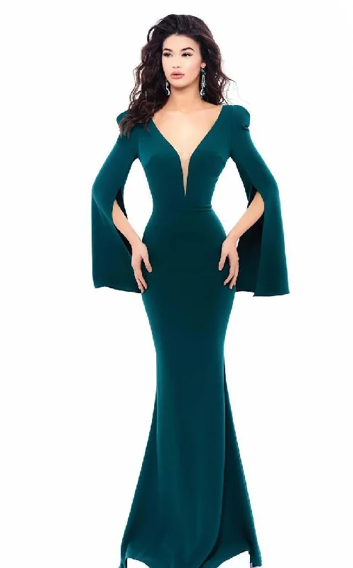 Tarik Ediz 93333 Plunging V-Neck Trumpet Sleeve Mermaid Gown - 1 pc Emerland in Size 6 Available Best value party dresses