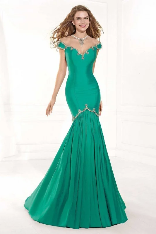 Tarik Ediz Jewel Neckline Embellished Mermaid Gown 92379 Best party dresses for plus size